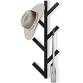 RRG Vertical Coat Rack Wall Mounted 16 Inch, Metal Vertical Hat Rack for Wall, Modern Coat Rack Tree for Hats, Jackets, Bags, Entryway Bedroom (Height 16")