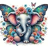Elephant Vinyl Sticker with Colorful Floral PVC Vinyl Car Decals Stickers Waterproof Self-Adhesive Decals for Cars, Laptops, Trucks, Motorcycles Wall Window Luggage Scratch Cover Door Decor Sticker