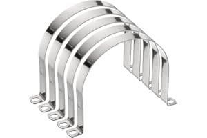HARFINGTON 5pcs 5 1/8 Inch 130mm Conduit Clamps, M130 U Tube Pipe Clamp, Stainless Steel Rigid Pipe Strap, U Shaped Bracket w