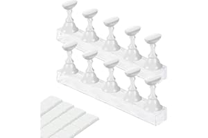 XIRON Nail Stand for Press On Display Practice for Acrylic Nails, Magnetic Fake Nail Tips Holder for Nails Painting Tools and Designs with Reusable Adhesive Putty for Home DIY Art Salon Supplies (White)