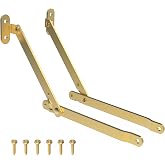 Heavy Duty Brass Plated Lid Stay - One Pair - Lid Support Hinges for Drop Front Desk, Trunk, Chest - SH2-SB