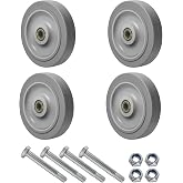 NINOSO 5'' Caster Wheels, Non-Marking Rubber Wheels for Cart Furniture, Set of 4 Industrial Wheel with 1400lbs Capacity (4 Wheel)