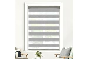SHECUTE Upgraded Cordless Zebra Blinds for Windows, 35, Cream