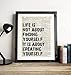 Life Is Not About finding Yourself Typography, Vintage Dictionary Art Print, Antique Wall Art Home Decor, Boho Poster, Farmhouse Decoration Living Room Bedroom Office 8x10 Inches, Ready To Frame