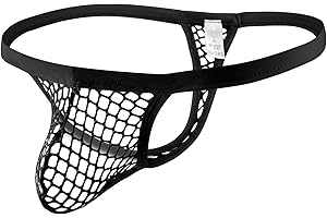 Evankin Men's Fishnet Underwear Mesh Sexy G-Strings See Through Thongs Bikini Pouch Underpants Breathable T-back