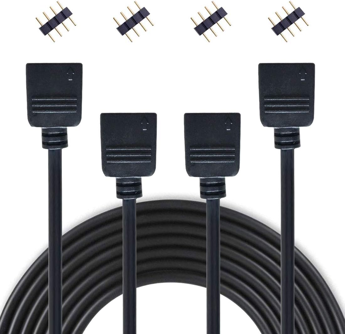 Liwinting 2pcs 4 Pin 1m/3.28ft RGB LED Extension Cable Connect Female Plug to SMD 5050 3528 2835 RGB LED Strip Light, Tape Light Cable, Ribbon Light Cable, with Free 4pcs 4pin Connector - Black