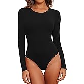 BALENNZ Womens Long Sleeve Bodysuit Round Neck Bodysuit Shirts for Women Crew Neck Body Suits Tops Fall Body Suit Pack