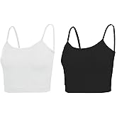 NEWITIN 2 Pack Spaghetti Strap Camisole Top Adjustable Strap Tank Top for Women (M) White/Black