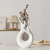 SURVART White Vase for Home Decor - Hand Shaped Modern Flower Vases Minimalist Modern Vase Abstract Finger Ceramic Vases for Entryway, Dining Table Centerpiece, and Ideal Gift