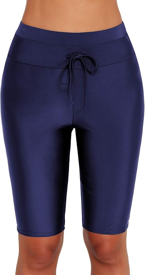 Amazon Co Jp Ecupper 水着パンツ 水泳パンツ レディース 水陸両用 体型カバー 海水パンツ 無地 ハイウエスト サーフパンツ ミドル丈 ラッシュガード おしゃれ ビーチパンツ 着痩せ 5分丈 服 ファッション小物