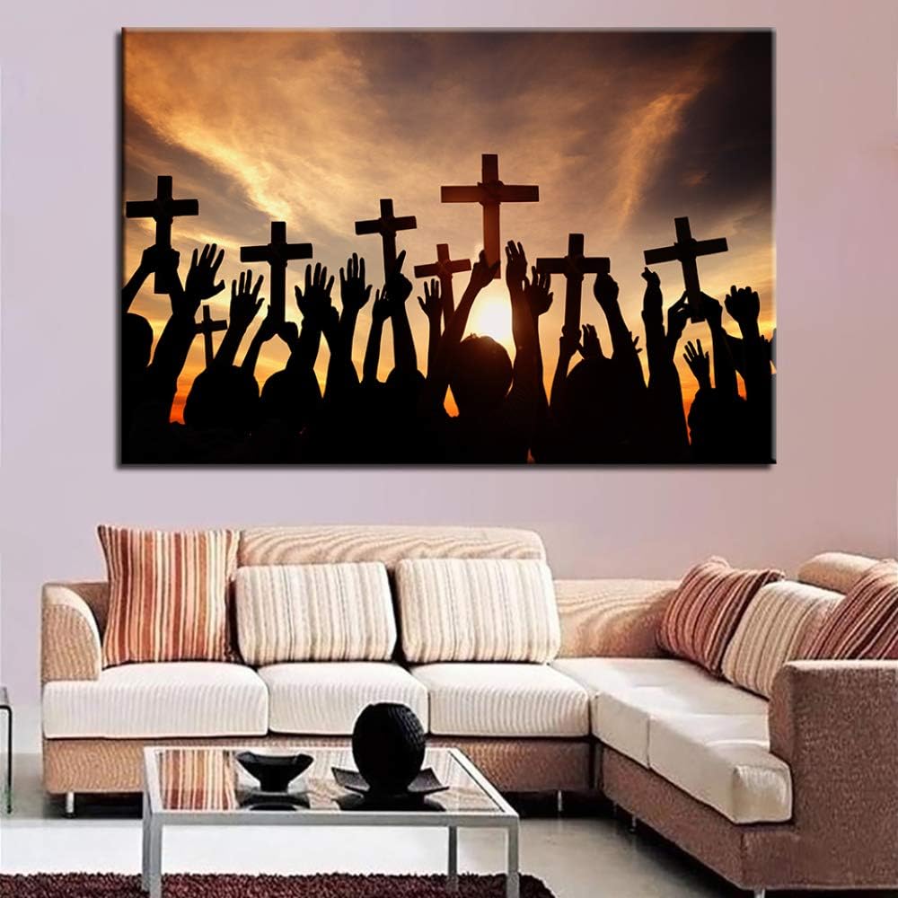 yhyxll Modular Pictures Wall Art HD Prints 1 Pieces Canvas Jesus Painting Cross Home Christian Decor Living Room Classic Artwork Poster C 60x90cmx1