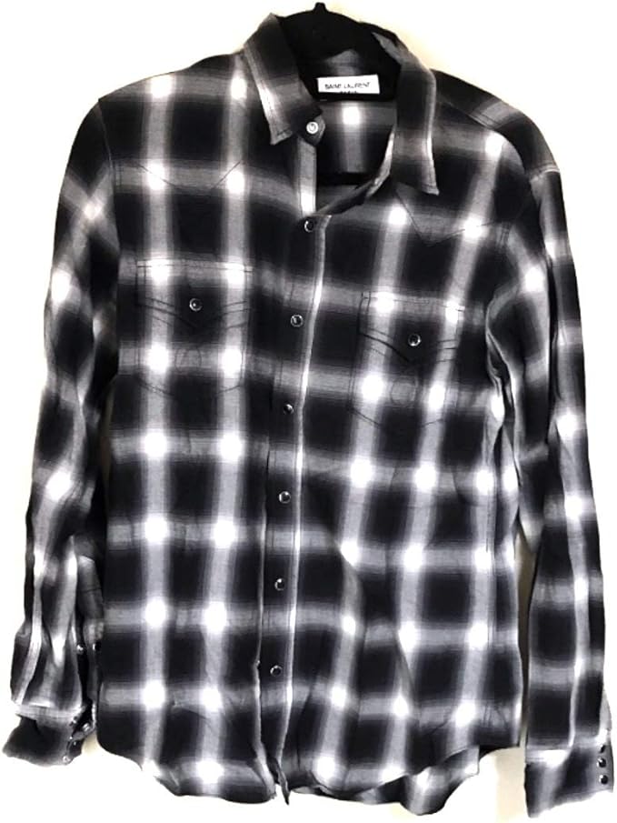 Amazon サンローランパリ Saint Laurent Paris シャツ 長袖シャツ メンズ 黒 グレー 白 中古 シャツ 通販