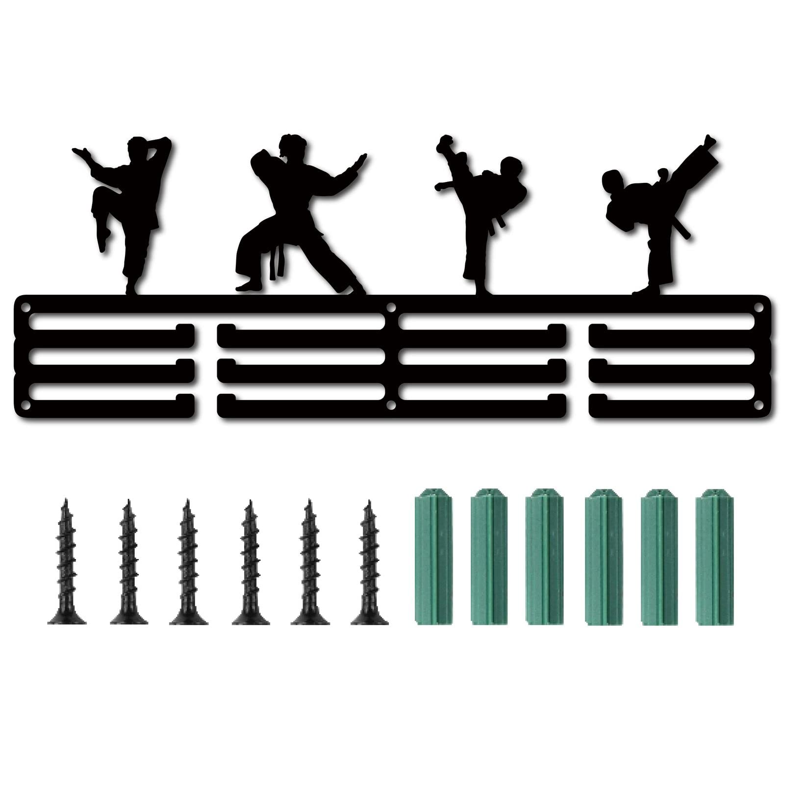 CREATCABIN Medal Holder Karate Theme Sport Medals Display Stand Wall Mount Hanger Decor Holders for Home Badge Storage 3 Rung Medalist Running Gymnastics Athlete Over 60 Medals Games