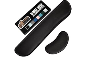 GORILLA GRIP Silky Memory Foam Wrist Rest for Computer Keyboard, Mouse, Ergonomic Design for Typing Pain Relief, Desk Pads Support Hand and Arm, Mousepad Rests, Stain Resistant, 2 Piece Pad, Black