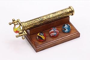 ROORKEE INSTRUMENTS (INDIA) A NAUTICAL REPRODUCTION HOUSE Marble Scope Kaleidoscope | Exquisite Etched Brass Design with Interchangeable Marbles | First Surface Mirrors for Clear Patterns | Includes Hardwood Stand | Ideal Antique Nautical Vintage Gift