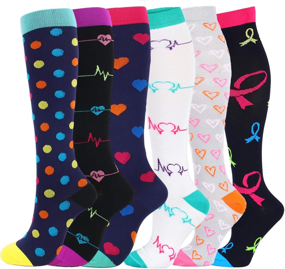 3/4/6 Pairs Compression Socks Women Men 20-30 mmHg Christmas Compression Stocking