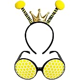 Poptrend Bee Antenna Headband Adult,Ladybug Antenna Headband and Glasses Set Costume Accessories Halloween Cosplay Party Favors for Women, Men and Kids
