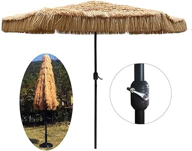 LYBC 270cm Sombrilla Hawaiana Paja Artificial Sombrillas de Jardín con