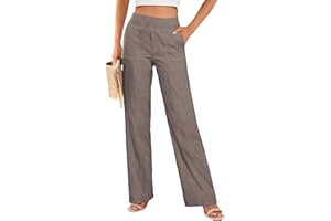 Wide Leg Pants Women Summer Straight Leg Casual Palazzo Pant Cotton Linen Lounge Beach Vacation Trousers with Pockets