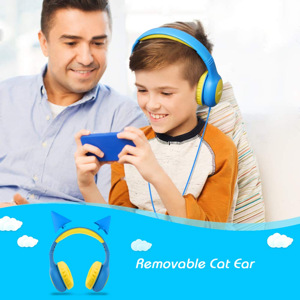 Cat Ears Headphones, LOBKIN Kids Headsets Cat Ear Headband Earphone On Ear for Children,Girls,Adult,Foldable Headphone with Glowing Light, Compatible with phone,Samsung, Kindle Fire, iPad Tablets