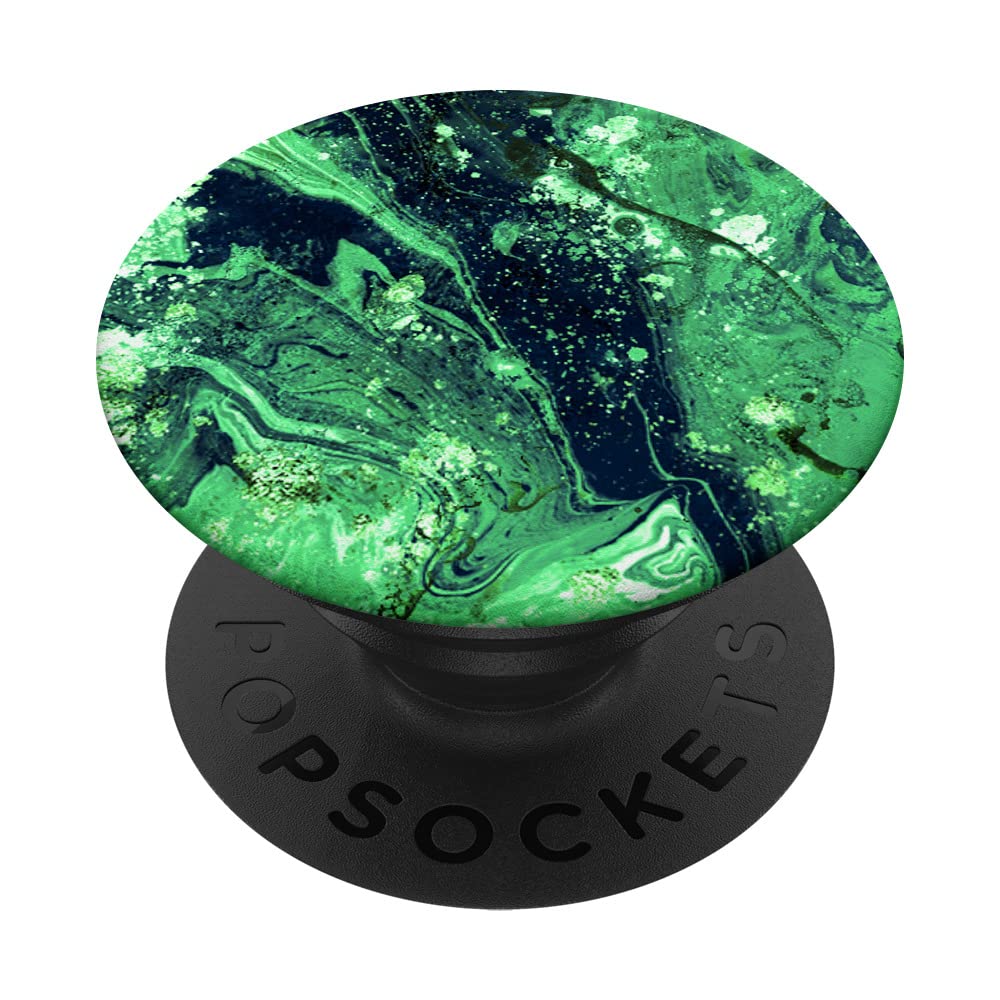 Trendy Jade Green and Blue Swirl Faux Marbled Effect Pattern PopSockets Swappable PopGrip