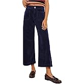 miduo Womens Casual Button Zipper High Waisted Straight Leg Wide Leg Corduroy Pants with Pockets Trousers