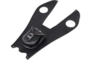 YDLMT Motorcycle Leather Black Gas Tank Cover Bag Bib Panel Pad Pouch for Harley Fatboy Heritage Softail Classic FLSTC FLST