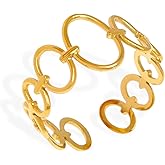 Frigotine Gold Open Ring for Woman，Trendy Minimalist Hollowed Adjustable Finger Rings Prom Anniversary Fashion Jewelry Birthday Gift