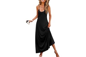Wolddress Womens 2024 Casual Sleeveless Sundress Plus Size Loose Plain Long Summer Beach Maxi Dress with Pockets S-5X