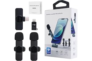 MKHS Wireless Microphones, 2 Lavalier Microphone Wireless Microphone for Video Recording TikTok YouTube Vlog Livestream
