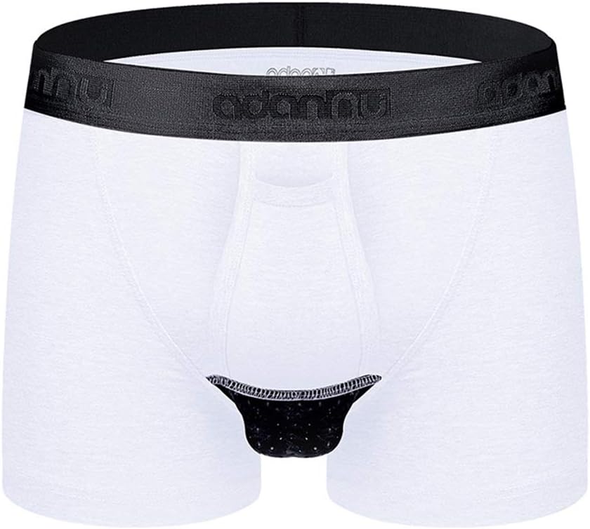 Fahou Men Boxer Briefs Underwear Separate Dual Pouch Fly Breathable Mesh Cotton Shorts
