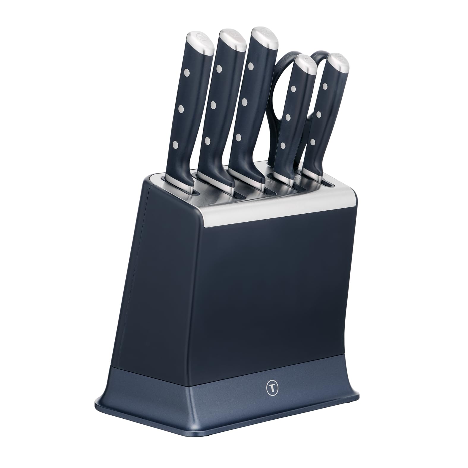 Tefal EverSharp Pro 6-teiliger Messer-Block, patentierte Schärftechnologie, selbstschärfender Messerblock, Verriegelungssystem, deutscher rostfreier Edelstahl, Blau, K297S744