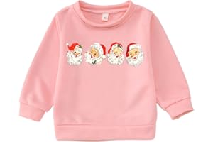 GLIGLITTR Toddler Boy Girl Christmas Sweatshirt Kid Xmas Santa Graphic Shirt Tops Baby Long Sleeve Crewneck Winter Clothes
