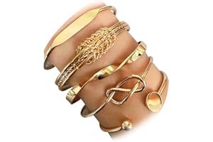 17IF Gold Silver Bangle Bracelet For Women 14k Plated Multi Layer Cuff Bracelets Set Trendy Boho Textured Indian Punk Chunky Cable Smooth Bangles Elegance Stack Minimalist Jewelry Gift