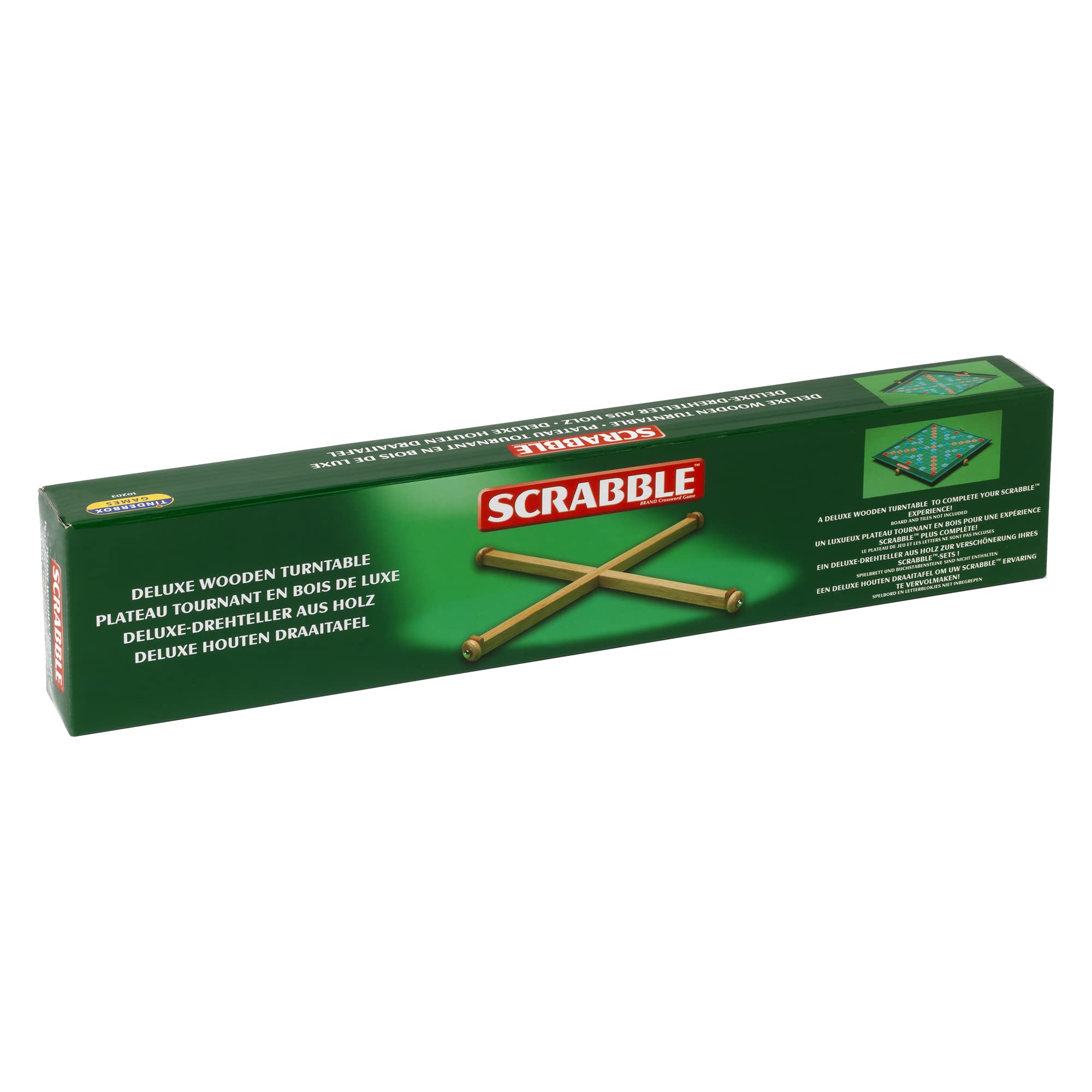 Ideal | Scrabble: Classic Deluxe Wooden Turntable for easily rotating your game board | Classic Games | Word Games | For 2-4 Players | Ages 10+, Holds standard Scrabble boards up to 36cm x 36cm, 11216