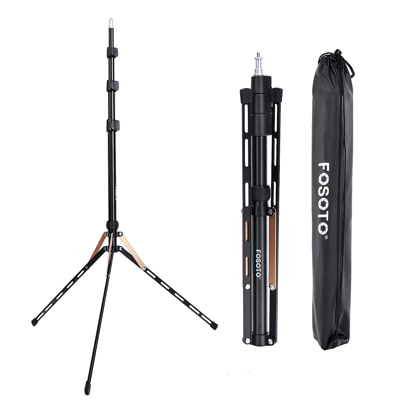 FOSOTO 75in/191cm Photography Light Stand 4 Section Foldable Aluminum Alloy Lightweight Light Tripod Stand for Studio Lighting, Speedlight,Softbox with Carry Bag