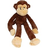 Multipet Swingin' Safari Monkey Dog Plush Toy - Squeaky Dog Toy for All Dogs - Extra Soft Plush Dog Toy - Stuffed Animal Dog Toy for Cuddling &amp; Playing - Cute Dog Pet Toy (27&rdquo;, Brown, 5 Squeakers)
