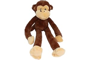 Multipet Swingin' Safari Monkey Dog Plush Toy - Squeaky Dog Toy for All Dogs - Extra Soft Plush Dog Toy - Stuffed Animal Dog Toy for Cuddling & Playing - Cute Dog Pet Toy (27”, Brown, 5 Squeakers)