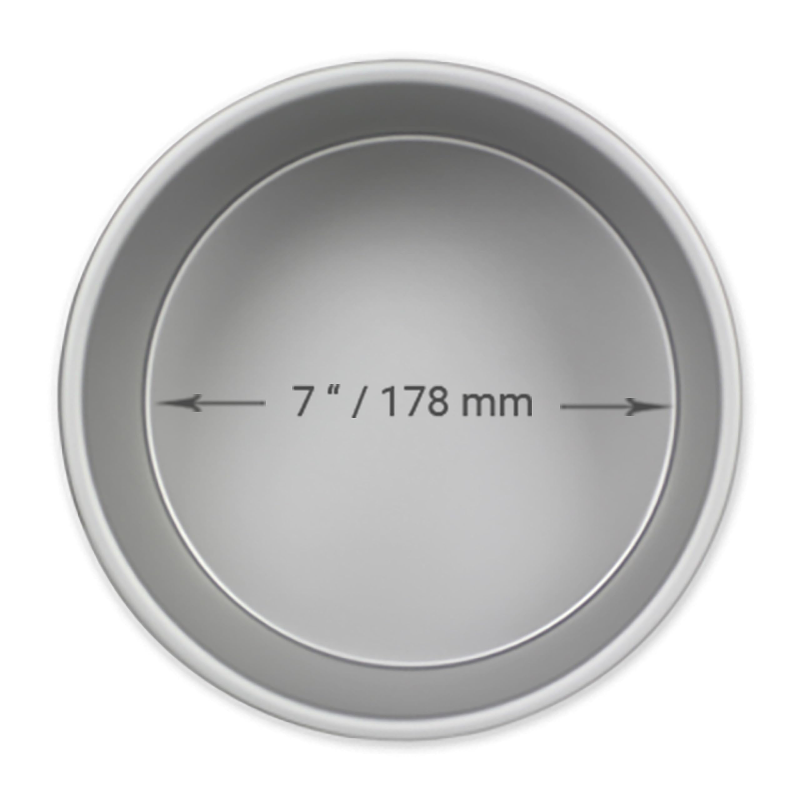 PME Professional Anodized Aluminum Round Cake Pan 7 x 2 Inches, Silver
