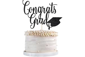 Qertesl Congrats Grad Cake Topper,2025 Graduation Cake Topper, Congrats Grad Decorations,2025 High School/College/Senior Graduation Party Decorations Supplies. (black)