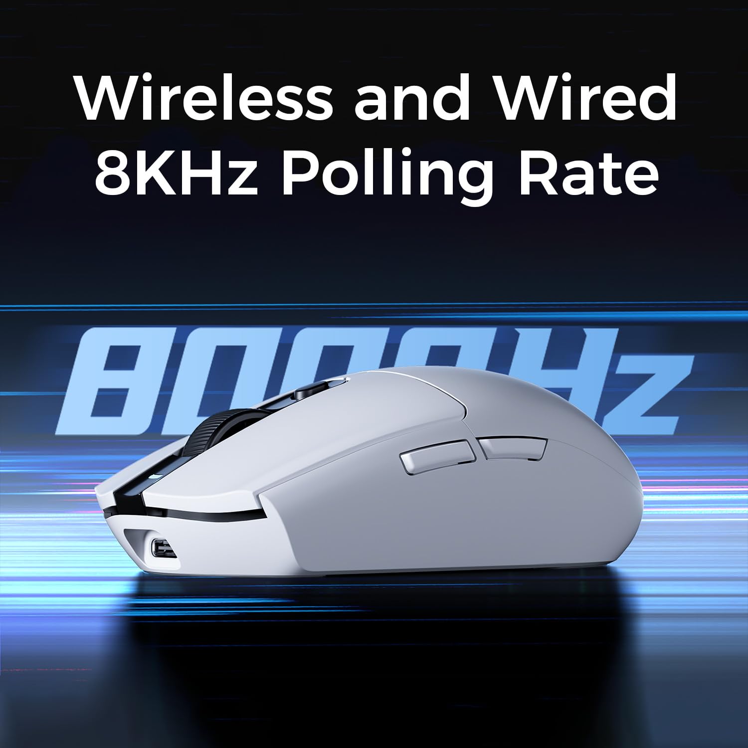 MCHOSE G3 Ultra Wireless Gaming Mouse, Symmetrical, 26K DPI, Tri-Mode Connection, Wireless/Wired 8K Polling, 64g Weight, 130 Hours Battery Life (White)