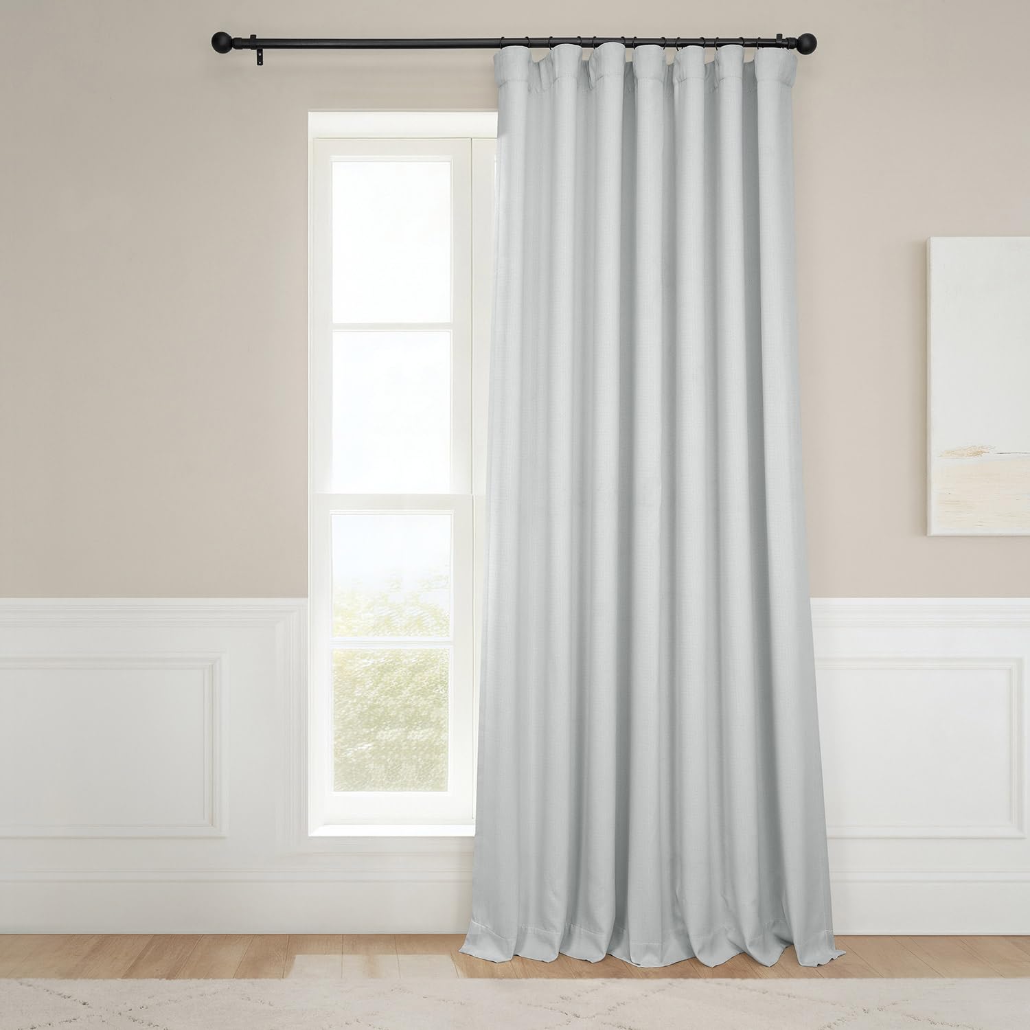 HPD Half Price Drapes BOCH-LN1855-96-DW 100 x 96 cm Extra Wide Linen Blackout Curtain Panel Oyster