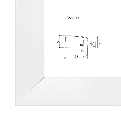 Bilderrahmen 'OLIMP' 37.5x98 cm oder 98x37.5 cm, MDF-Bilderrahmen mit Dekor Folienummantelung in Weiss, 35 mm breite Leiste, 