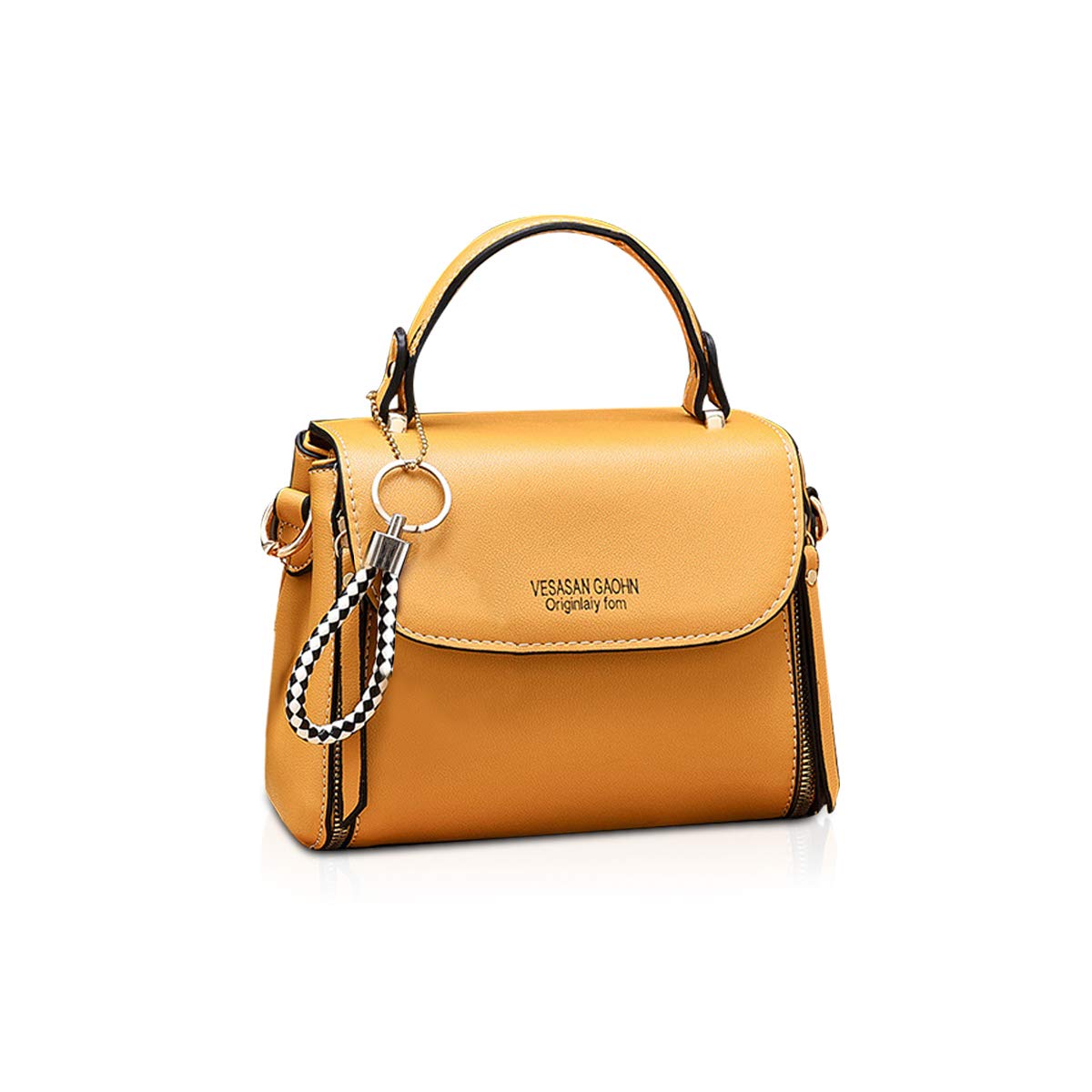 NICOLE & DORIS Women Phone Handbags Small Fashion PU Leather Shoulder Bag for Girls Crossbody Bag Light Weight with Detachable Shoulder Strap Key Ring Yellow