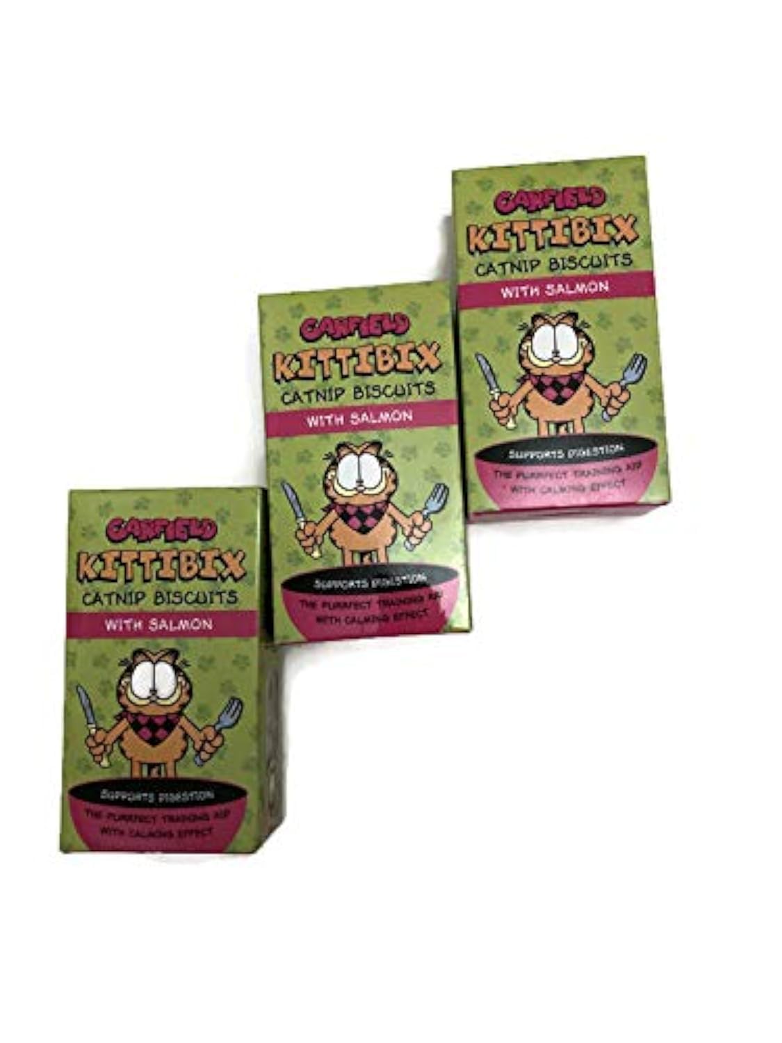 Garfield Salmon Kittibix Catnip Biscuits With Salmon Catnip Treats For Cats 3 Pack Bundle