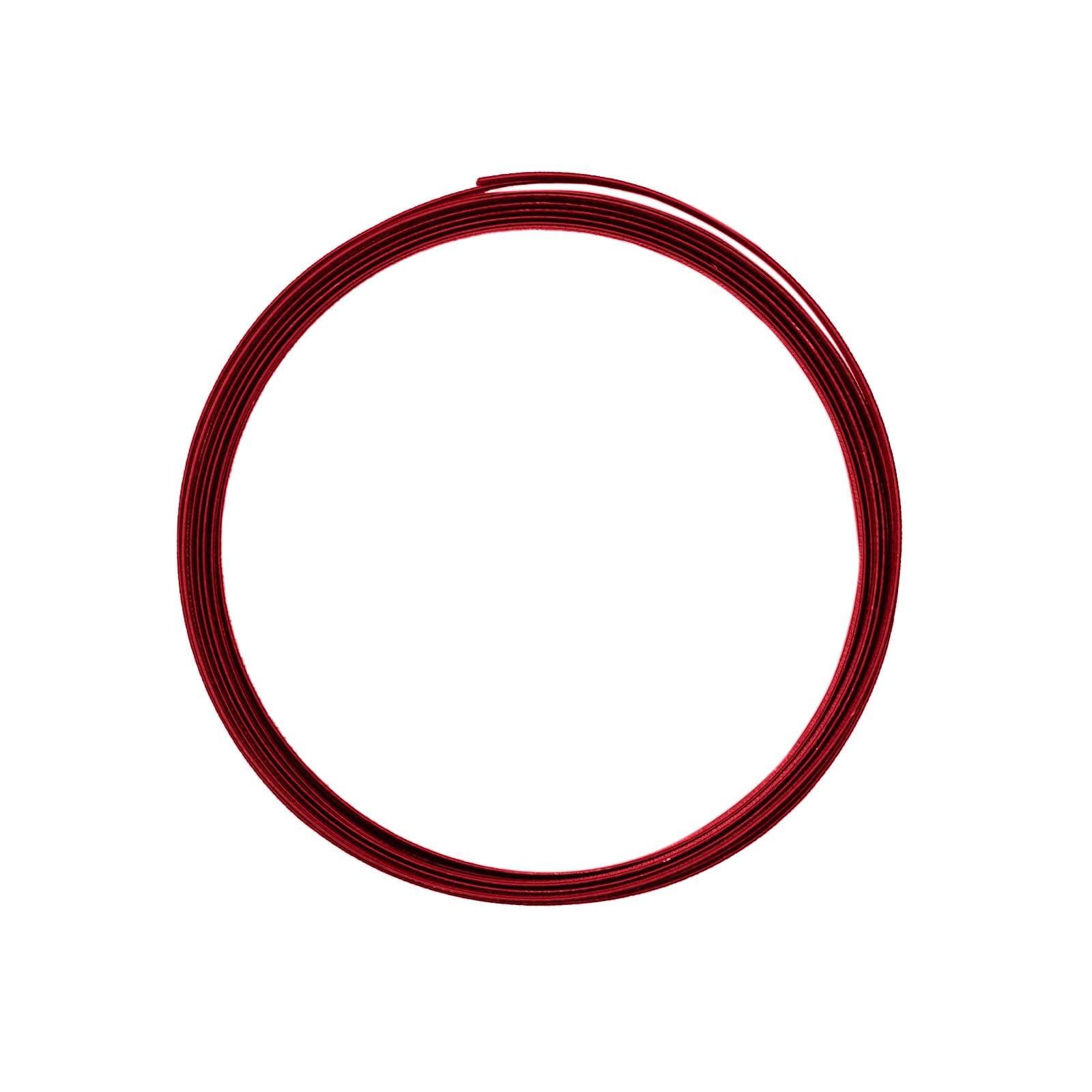 Vaessen Creative Aluminium Craft Wire Flat and Embossed 16.4 ft (5 m) x 0.04" (1 mm) x 0.2" (5 mm) Red - Flexible Metallic Wire for Crafting, Flower Arranging, Jewellery and Modelling