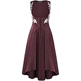 Scarlet Darkness Renaissance Hood Dress for Women Medieval Costume Underbust Pirate Dresses with Pockets