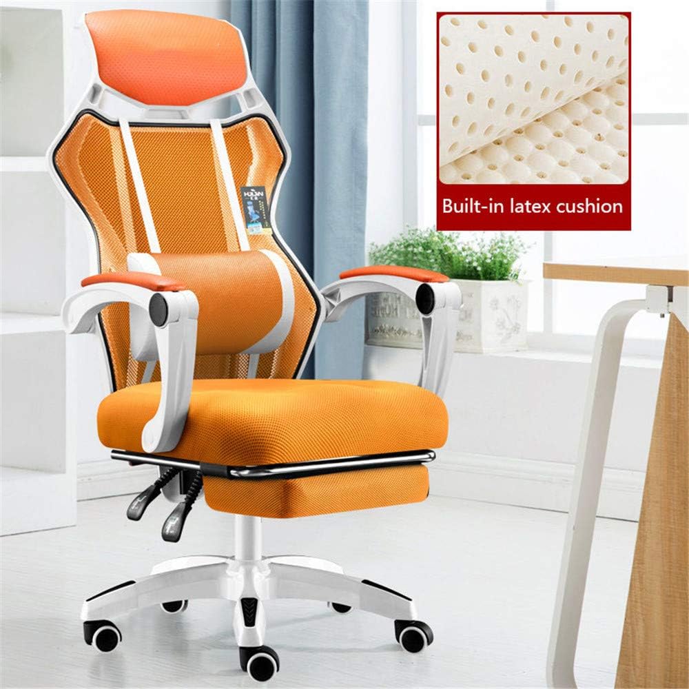 ZXWCYJ Massage Gaming Chair, Ergonomic Gaming Chair Massage Computer Gaming Chair, High Back Mesh Swivel Office Chair, with Adjustable Armrest, Footrest,Orange
