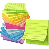 (16 Pack) Lined Sticky Notes 3x3 in Ruled Stickies,Bright Colors | Super Sticking Power Memo Pads,Post on Windows Doors,Recyclable,Easy to Write on