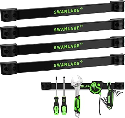 SWANLAKE 4-Piece 12" Magnetic Tool Holder Strip Pack با Screws Included